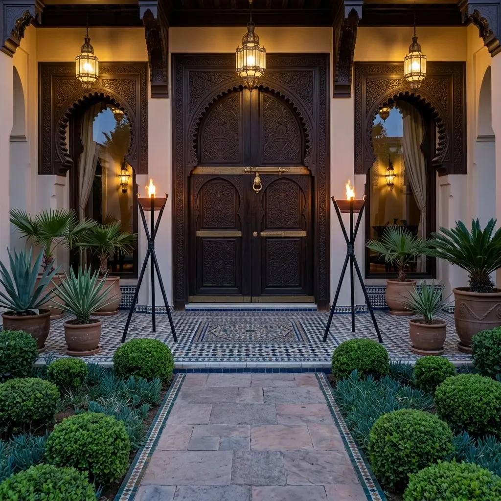 Bougie professionnelle d'extérieur sur trépied rechargeable pour hôtel et riad Maroc